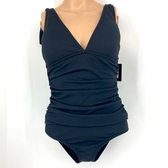 NWT Ellen Tracy Black Swimsuit Size 10 - Picture 1 of 6